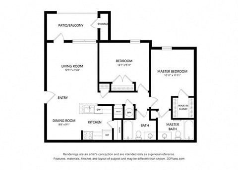 Riverstation_2 Bedroom Floor Plan